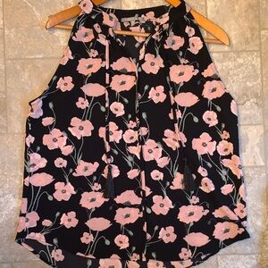 Lemon 🍋 Tart Elegant Floral Halter Blouse - Black and Pink